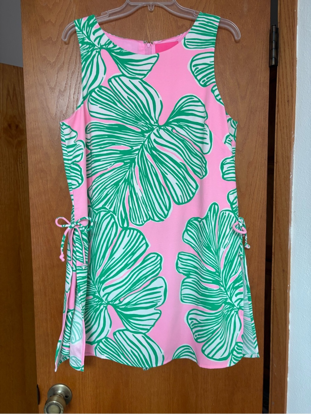 EUC Lilly Pulitzer Donna romper dress Pink Green Who Let the Fronds Out 12